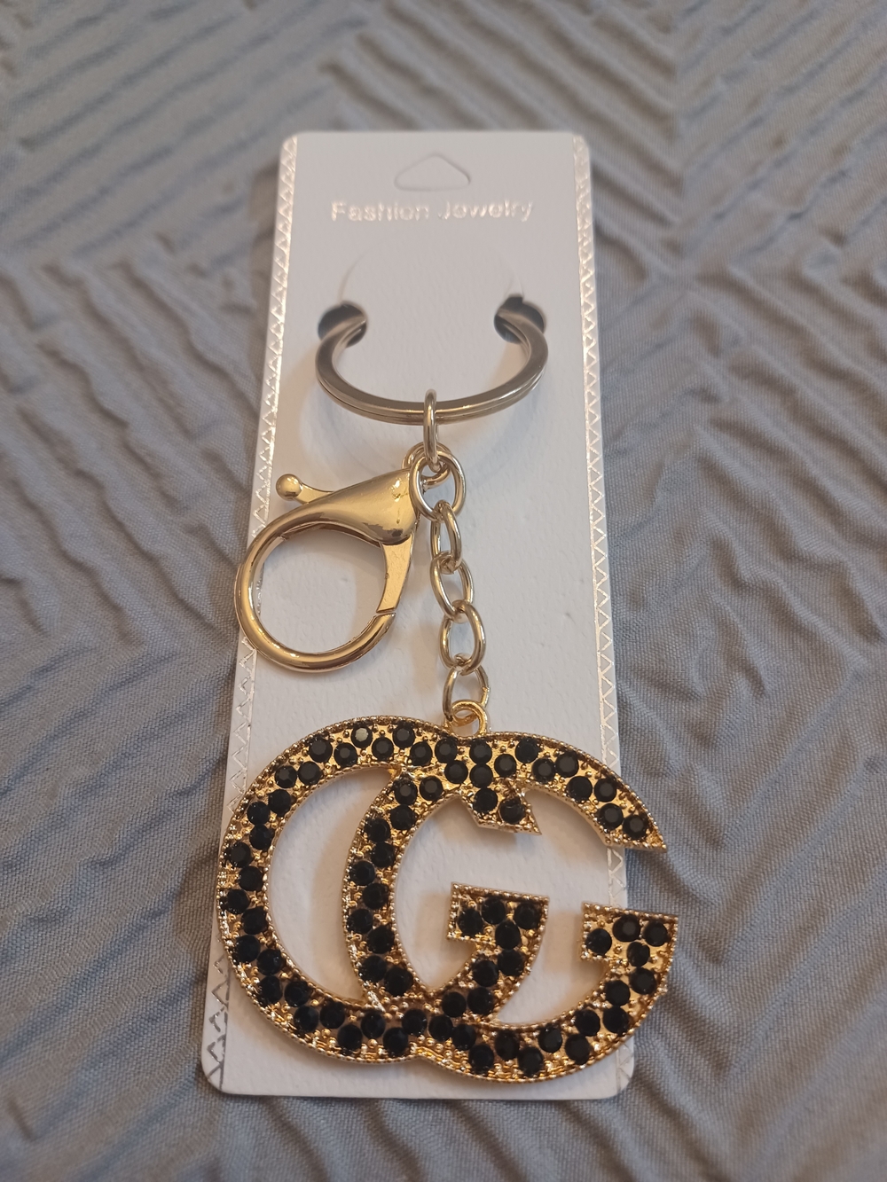 Designer-Inspired Gold and Black Double G Keychain
